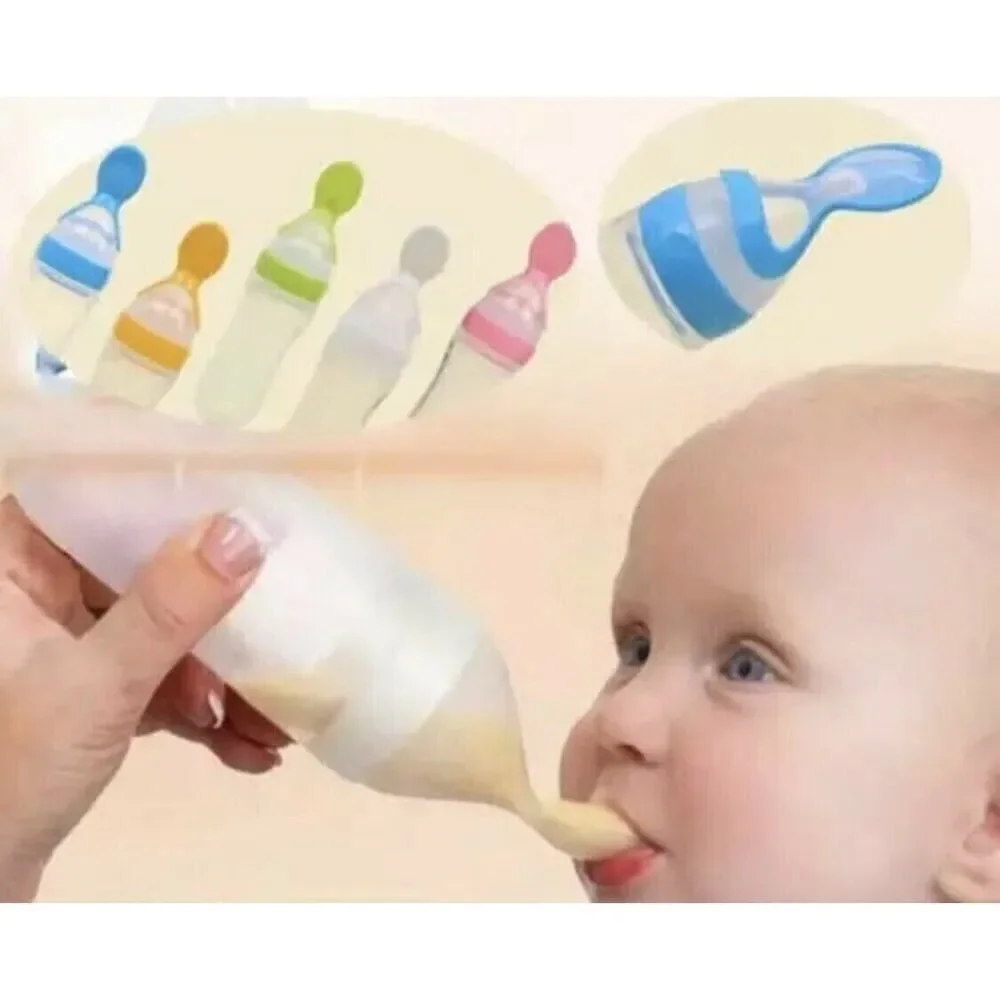 3oz Baby Silicone Feeding Bowl Spoon Teether for Rice Cereal Bottle NEW Pink